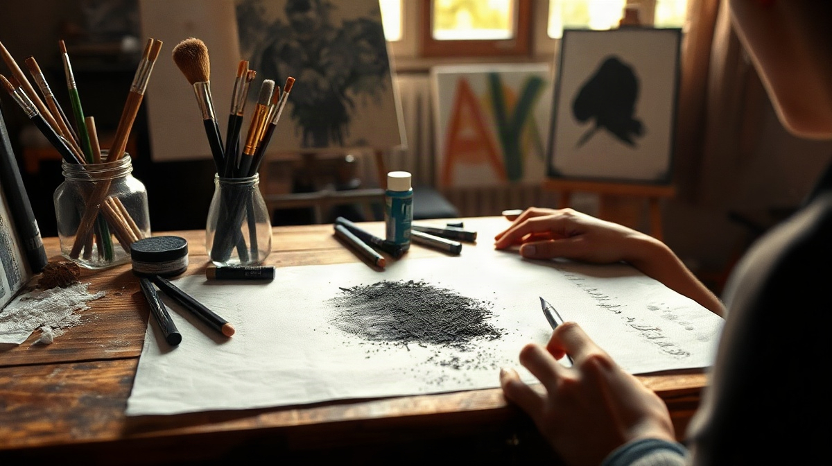 Fusain en bâton, en crayon ou